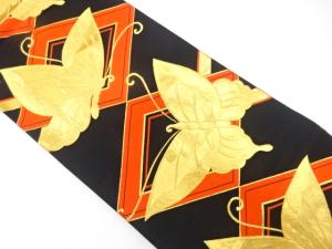 アンティーク　蝶に菱模様織り出し袋帯（着用可）